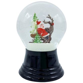 Alexander Taron Perzy Snowglobe - Medium Santa and Christmas Sleigh - 5H x 3W x 3D