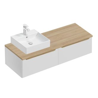 Petits Meubles Mueble lavabo 2 cajones estratificado Blanco