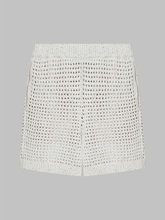 Brunello Cucinelli Off White Knit Shorts, Size X-Small