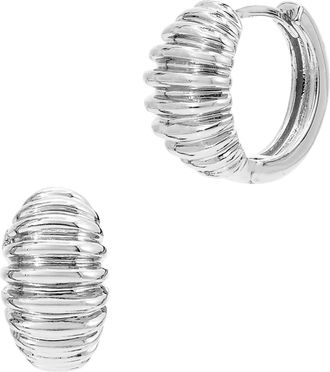 Savvy Cie Jewels RHODIUM PLATED HUGGIE EARRING