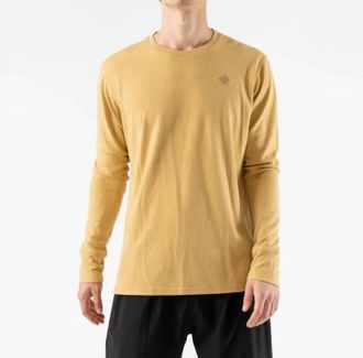 Rabbit Mens Outrun Long Sleeve Running Shirt In Brown/curry