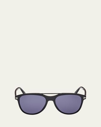 Tom Ford Mens Damian-02 Acetate Oval Sunglasses