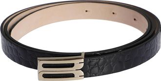 Victoria Beckham Black Dorian Frame Belt Micro Textured Belt