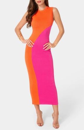 Bebe Colorblock Sleeveless Maxi Sweater Dress in Orange/Fushia at Nordstrom Rack, Size X-Large