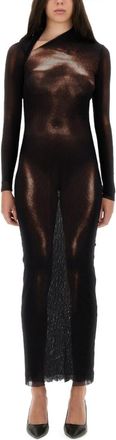 Jean Paul Gaultier Brown Printed V Neck Maxi Dress