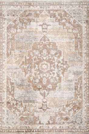 Kukoon Beige Traditional Medallion Bordered Living Area Rug | Size: 200 cm x 290 cm