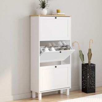 IDMarket Idmarket - achille 18 paia di scarpiere bianche a 3 ante con ripiano in legno