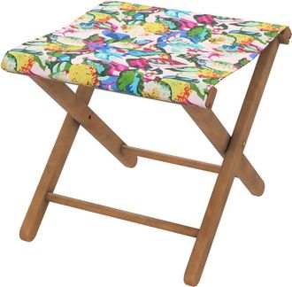Vent de Boh&egrave;me Taburete plegable de haya con tela outdoor dise&ntilde;o de limones