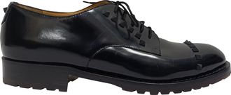 Valentino Pre-owned Mens Garavani Rockstud Brushed Lace-Up Derby Shoes in Leather - Black - Size EU 45