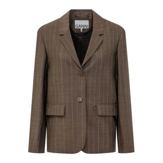 Ganni Dames, Jassen, Bruin, Maat: XS Wol