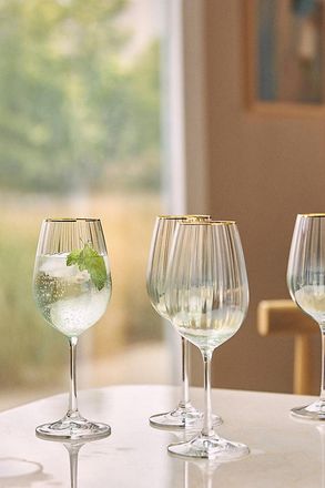 Anthropologie Waterfall Wine Glasses, Set of 4