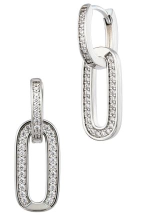 Savvy Cie Jewels RHODIUM PLATED OVER BRASS CONVERTIBLE PAVE MULTI WEAR DOORKNOCKER EARRINGS
