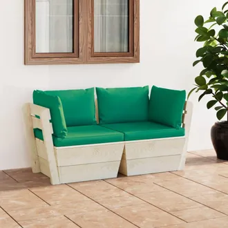 vidaXL Sof&aacute; De Palets De Jard&iacute;n 2 Plazas Con Cojines Madera De Abeto Vidaxl