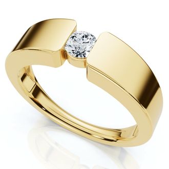 Pompeii3 Mens 1/4Ct Diamond Solitaire Wedding/Anniversary Ring 14k Gold or Pt Lab Grown