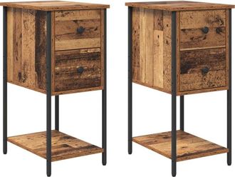 vidaXL Vidaxl - Bedside Cabinet 2 pcs Old wood 32 x 42 x 70 cm Engineered wood