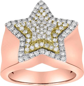 LuvMyJewelry Star Studded Bling 14K Rose Gold Two Tone Star Ring - 0.95 Ct