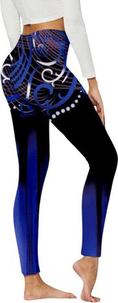 Generic Leggings for Women Fall Fashion High Waisted Gym Running Hiking Leggings Trendy Plus Size Patterned Outdoor Activewear Compression Pants,Dark Blue,L