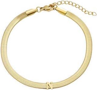 Adornia 18k Gold Plated Initial Herringbone Chain Bracelet in Gold-N at Nordstrom Rack