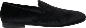 Dolce & Gabbana Elegante zwarte fluwelen loafers voor heren - Heren - Loafers - Zwart - 40 EU - Katoen - Schoenen