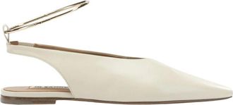Jil Sander Off White Leather Ballet Flats