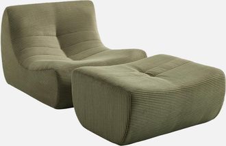 Sweeek Sill&oacute;n Envasado Al Vac&iacute;o De Terciopelo De Pana Fina Con Reposapi&eacute;s