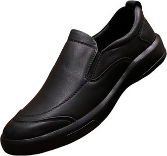 Generic Mens Classic Penny Loafers Flat Slip-On Soft Comfort Leather Moccasins Business Casual Shoes (Black,7.5)