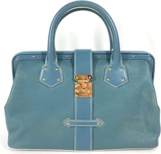 Louis Vuitton Tweedehands leren Louis Vuitton tassen - Dames - Vintage Handtas - Blauw - ONE Size - Leer - Vintage