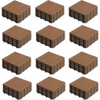 Oviala Oviala - Set di 96 piastrelle ad incastro in legno sintetico marrone