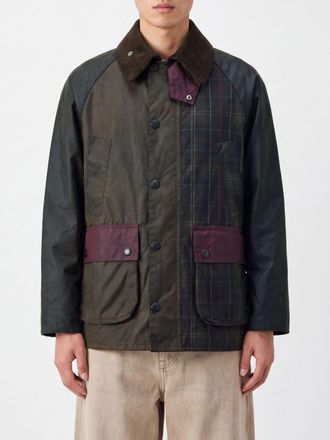 Barbour Giacca Patchwork Bedale in cotone cerato con collo in velluto