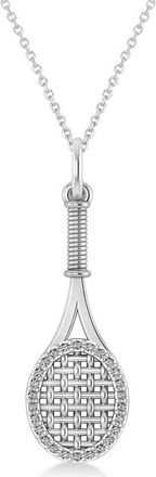 Allurez Diamond Accented Tennis Racket Pendant Necklace 14K 0.48ct in White Gold at Nordstrom, Size 18