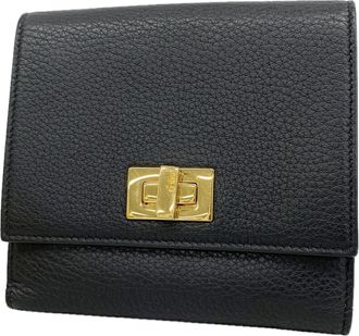 Fendi Black Leather Wallet (Tri-Fold) (Pre-Owned)