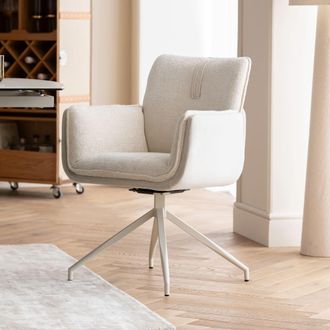Kare Design Silla giratoria con reposabrazos beige