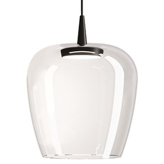 Zafferano Zafferano Lampada A Sospensione Bilia 230v Led 8w In Vetro Borosilicato Soffiato A Bocca Con Diffusore A Campana D.27cm Finitura Nero Trasparente