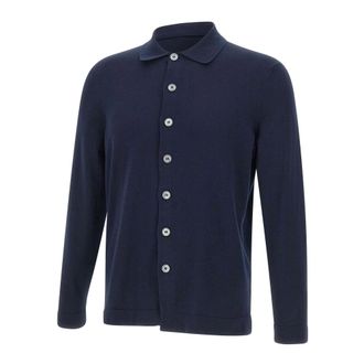 Gran Sasso Cardigans, male, Blue, Size: XL Knit Shirt