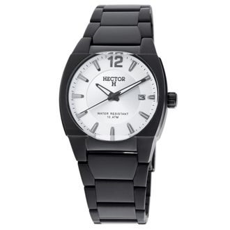 Hector Riccione Mens Silver Watch - Black Stainless Steel - One Size