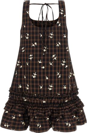 Ganni Check Flower Dress - Black