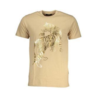 Cavalli T-Shirts, male, Beige, Size: 2XL Tiger Print Casual T-Shirt