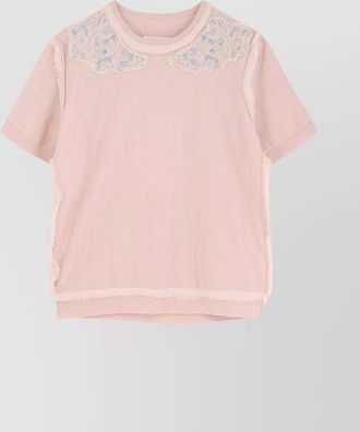 Maison Margiela handcrafted wool sweater with lace and ribbed hem