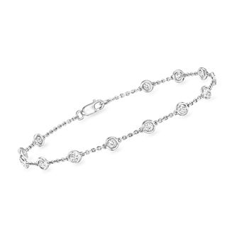 Ross-Simons Bezel-Set Diamond Station Bracelet in 14kt White Gold