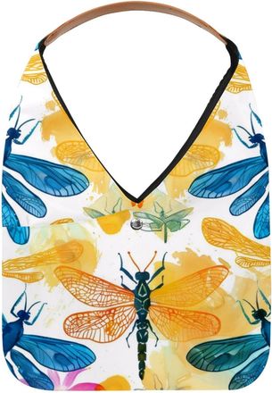 Generic Watercolor Dragonflies Colored Pattern Reusable Lightweight Grocery Bags - Foldable Into Compact Pouch, Washable & Sturdy, Multipurpose for Shopping a