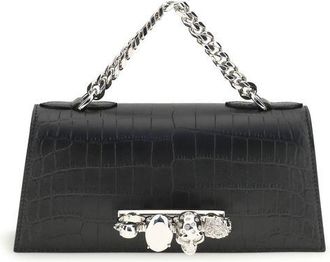 Alexander McQueen Black Calf Leather Bos Taurus Shoulder Womens Bag