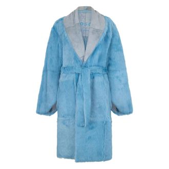 Philosophy di Lorenzo Serafini Synthetische Bontjas - Dames - Jas met riem - Blauw - L - Leer - Jassen