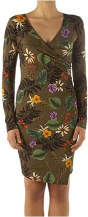 Liu Jo Floral Cross-Neck Jurk - Dames - Korte kleedjes - Groen - S - Kleedjes