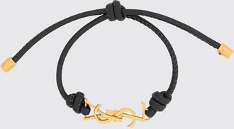 Saint Laurent Bracciale Cassandre in pelle di agnello con monogramma e coulisse