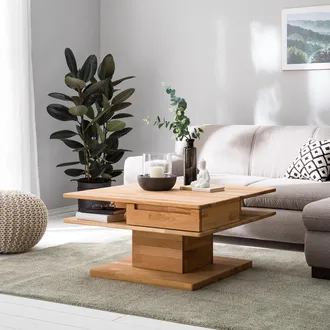 Ars Natura home24 Ars Natura Couchtisch LiWOOD Massivholz Buche 85x44x85 cm (BxHxT)