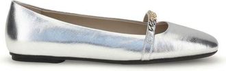 Pinko Zilveren Kalfsleer Bos Taurus Ballett Flats