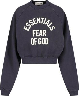 Fear of God Black Cropped Arched Logo Raglan Sweatshirt
