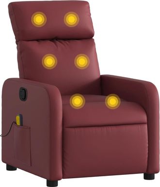 vidaXL Sill&oacute;n De Masaje Reclinable Cuero Sint&eacute;tico Rojo Tinto Vidaxl
