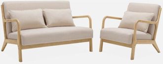 Sweeek Panca scandinava a 2 posti e poltrona in legno