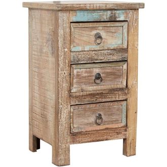 Biscottini International Comodino in legno massiccio riciclato finitura anticata